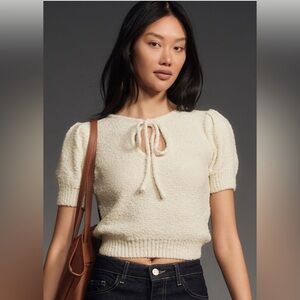 Anthropologie 4SI3NNA Textured Keyhole Sweater Tee
